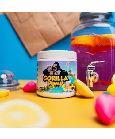 Yummy Sports Gorilla Pump Pre Workout Powder - Non Stim Pre Workout Supplement for Energy Boost for Energy Boost Focus and Pump - Sports Nutrition Pre-Workout Powder for Men & Woman - 255g 30 Servings - Pink Limonade - Buy Online on SooperMarket.com
