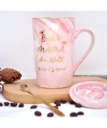 Shop Bokalaka Pink Ceramic Coffee Cup for Mom - Perfect Mother's Day Gift | 400ml with Lid Spoon & Gift Box - Best Mom in the World! - Buy Online on SooperMarket.com
