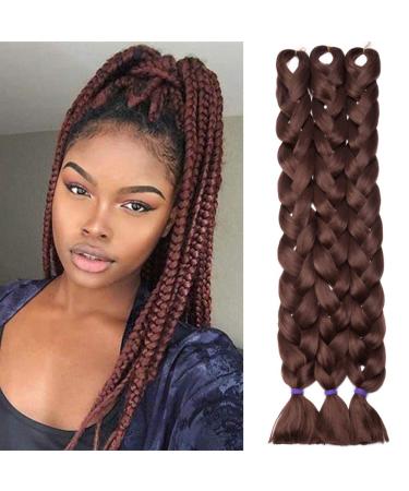 Tess 41 "Braids Extensions Kunsthaar crochet jumbo braids synthetic braiding hair 3PCs 165g/bundle 100cm extension chestnut brown 104 cm (3 pieces) chocolate brown