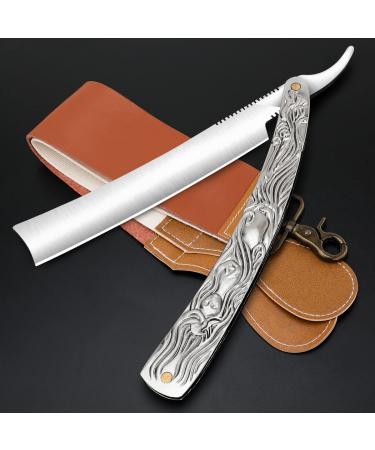 M&LD Professional Cut Throat Razor with Layer Cowhide Sharpener - Single Edge Razor Blades for Shaving Stainless Steel Cut Throat Razors Kit for Barber & Home Straight Razors for men Christmas gifts