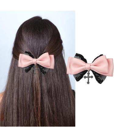Gothic Lace Hair Clip Bow Large Barrette Bow Flat Clips Barrette Hairpin Bow Elegant Hair Clip for Bunches - Buy Online on SooperMarket.com