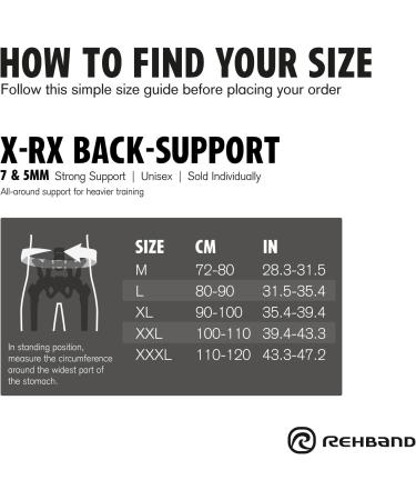 Rehband X-RX Back Bandage & Weight Lifting Belt - 7mm Neoprene Support for Heavy Strength Training - Stabilizes Lumbar Spine - Black - Buy Online on SooperMarket.com