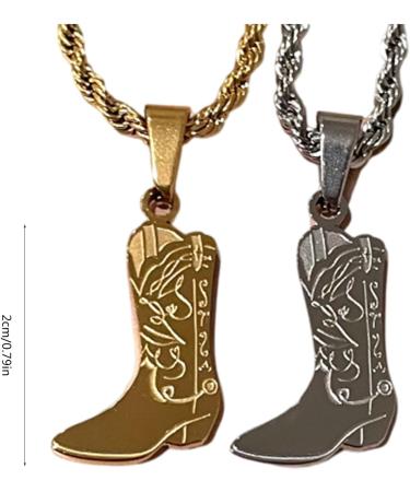 Oralgo Cowboy Boot Pendant Necklace - Unique Engraved Steel Color Jewelry for Sophisticated Style - Buy Online on SooperMarket.com