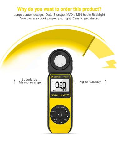 HOLDPEAK HP-881D Digital Lux Meter 2PCS | 1-400,000 Lux Measuring Range | For LED Lights, Plants, Indoor, Outdoor | Lumen Meter & Illuminometer - Buy Online on SooperMarket.com