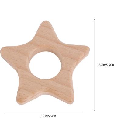 Amosfun 5pcs Wooden Star Shaped Teether Set for Baby Teething | Nursing Pendant Chew Toys for Infant Bed, Crib, Gym - Buy Online on SooperMarket.com