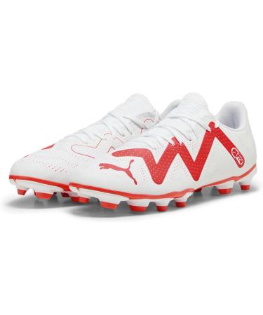 PUMA Men's Future Play FG/AG Football Shoe - EU 43 White & Fire Orchid | International Shipping Available - Buy Online on SooperMarket.com