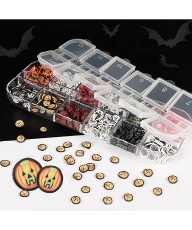 12 Grids Halloween Soft Pottery Pieces 3D Nail Stickers Nail Decals Nail Sequins For Nail Decoration Crafting - Buy Online on SooperMarket.com