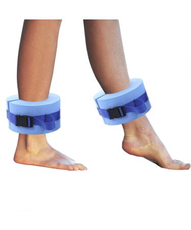 Foam Swim Aquatic Cuffs, Water Aerobics Float Ring Fitness Exercise Set, Ankles Arms Belts with Quick Release Buckle for Swim Fitness Training Set, Set of 2, Blue