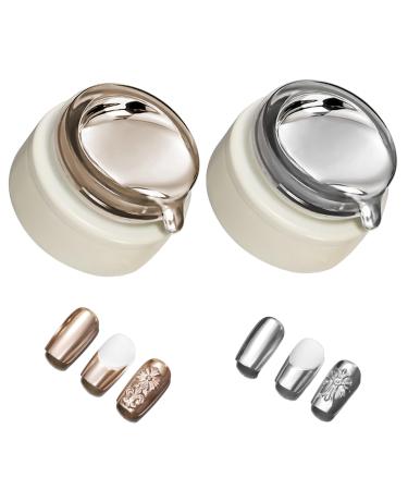 Metallic Gel Nail Polish 2Pcs Chrome Gel Nail Polish 8ML 3D Mirror Effect Painting Metallic Gel Polish for Flower Lines Drawing Nail Art Polilsh