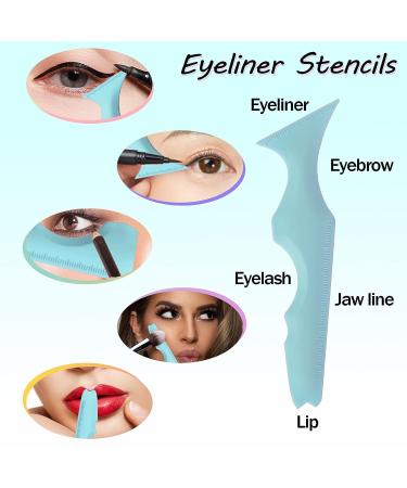 SHANPIN 5 in 1 Silicone Eye Makeup Tool - Reusable Eyeliner Stencils & Winged Eyeliner Aid in Blue - Buy Online on SooperMarket.com