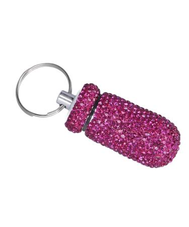 Drug Case Water Resistant Rhinestone Pocket Drug Holder Aluminum Alloy Portable Purple for Outings