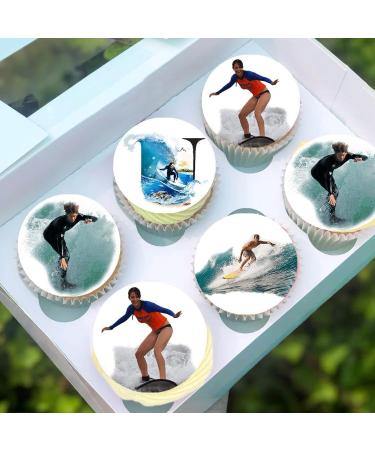 24 x Pre-Cut Surfing 4 Edible Stand up Wafer/Rice Paper Cupcake Cake Toppers Birthday Party Beach Holiday Surfboard Ocean Water Sport Decorations (Surfing 4) - Buy Online on SooperMarket.com