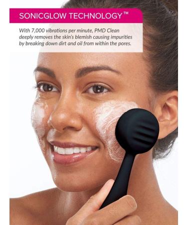 PMD Clean - Smart Face Cleaning Device | Waterproof SonicGlow Brush & Anti-Aging Massager | Lift Firm & Tone Skin - Black - Buy Online on SooperMarket.com
