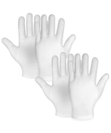 Sibba 2 Pairs Moisturizing Gloves White Cotton Gloves Overnight Bedtime Heal Eczema Sleeping Lotion Hand Spa Treatment Gloves Repair Rough Cracked Dry Chapped Hands Skin