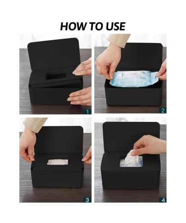 Premium Baby Wet Wipes Storage Box & Bag Set - Black | Durable Stylish Donor Holder with Lid for At-Home Use - Buy Online on SooperMarket.com