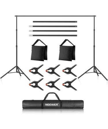 NEEWER Backdrop Stand 10ft x 7ft, Adjustable Photo Studio Backdrop Support System for Wedding Parties Background Portrait Photography with 4 Crossbars, 6 Clamps, 2 Black Sandbags and Carrying Bag