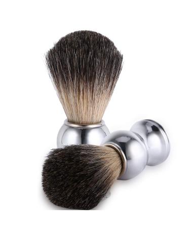 Premium Silver Razor Brush for Men | Facial Cleaning Brush & Barthaar Tool for Shaving Cream Foam & Soap - Buy Online on SooperMarket.com