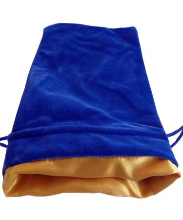 Velvet Dice Bag with Satin Liner 4"x6", Blue Velvet Dice Bag with Gold Satin