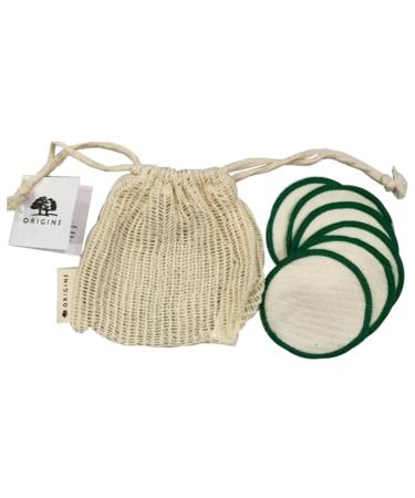 Origins Set of 6 Reusable Cotton Rounds Full Size White