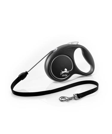 Flexi Black Design Cord Black Medium 5m Retractable Dog Leash/Lead for dogs up to 20kgs/44lbs Medium (5m)