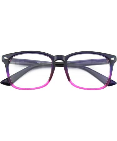 GQUEEN Horn-Rimmed Glasses - Stylish UV400 Fake Glasses for Men & Women | Non-Prescription Nerd Glasses in Purple - Buy Online on SooperMarket.com