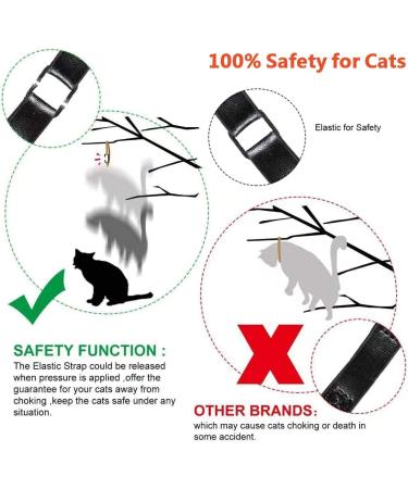 Personalized Leather Cat Collar with Bell and Rhinestone - Adjustable Safety Collar for Cats and Kittens (Black, 7-10 Inch) - Buy Online on SooperMarket.com