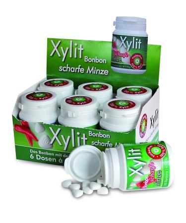 Xylitol birch sugar candy fresh mint for pleasant breath | without aspartame | 6 cans of 100 pieces each | 600 candies - 420 g content