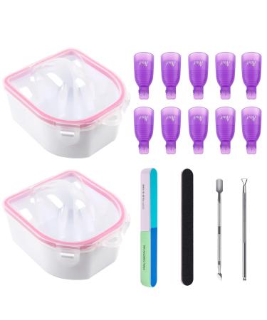 16PCS Nail Soaking Bowl Set  heemeei Manicure Bowl Cuticle Pusher Nails Buffer Nail Scraper Nail Soak Off Clips Nail Polish Remover Tools  Professional Nail Art Spa Tools for Salon Home