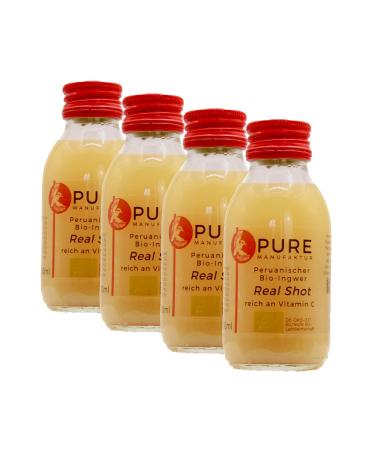 Pure Shot organic apple-ginger.Organic and vegan.Without sugar no additives 100% organic (DE- KO-005) 4 x 100 ml organic ginger shots 100 ml (4 Pack)