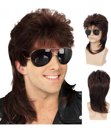 vreplrse Realistic Vintage Wig for Men Comfortable and Durable Materials Fiber Halloween Costume Wig Cover Party Wig Disco Red Brown - Buy Online on SooperMarket.com
