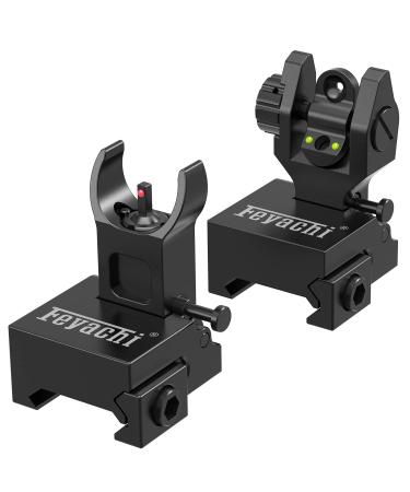 Feyachi S27 Fiber Optic Iron Sights Flip Up Front and Rear Sites with Red and Green Dot Picatinny Backup Sight Set