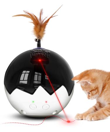 2021 Newest Cat Laser Toy,3 in 1 Interactive Tumbler Ball,Laser and Feather Toys for Pet Automatic Kitten Chaser Toy Indoor,Electronic Real Mice Sound,3 Speeds,3 Timers,Irregular Circle,Rechargeable