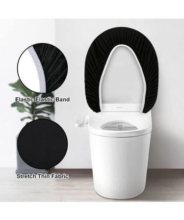 Stretch Spandex Washable Black Toilet Lid Cover - Elastic Bottom Seat Protector - Buy Online on SooperMarket.com
