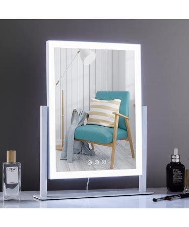 HIEEY Lighted Makeup Mirror with Three Color Lighting Modes, 5X Magnification, Smart Touch Control, and 360 Rotation - 15.2in. White | Hollywood Vanity Mirror with Lights - Gift Box Included - Buy Online on SooperMarket.com