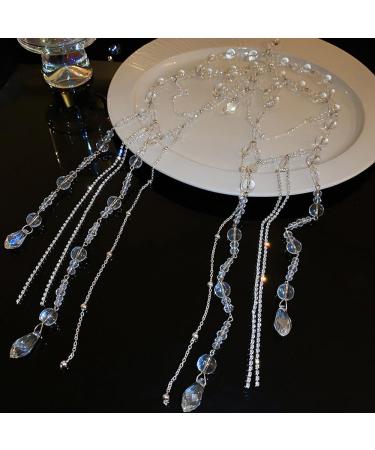 Wiwpar Boho Crystal Long Chain Tassel Headpiece | Rhinestone Festival & Wedding Hair Accessories for Women & Girls - Buy Online on SooperMarket.com