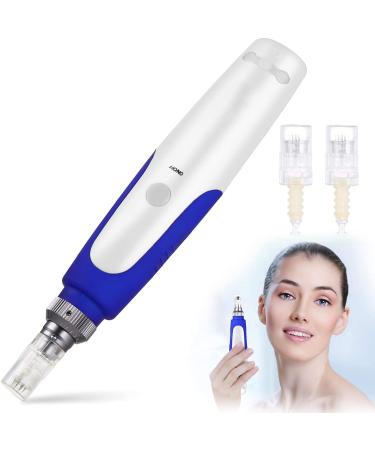 INCELLICE Derma Pen Hair Professional Microneedling Pen for Hair Beard Growth with 2 Replacement Cartridges 5 Speeds Blue Auto Dermapen