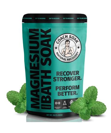 Coach Soak: Recovery Bath Soak Rejuvenating Post Workout Natural Magnesium Bath -21 Minerals Essential Oils & Dead Sea Bath Salts-Absorbs Faster Than Epsom Salt for Soaking (Cooling Peppermint)