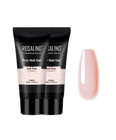 Rosalind poly nail gel acrylic gel for nails 2PCs pink colors 60ml poly nails gel quick extension builder acrylic nail gel nail extension gel polish starter set for DIY nail design set 3