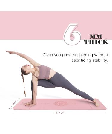 Non Slip Yoga Mat for Women - Eco Friendly Anti-Tear 1/4 Thick Pilates Fitness Mat - Home Workout Exercise Mat with Carrying Sling - Parfait Pink & Gray - Buy Online on SooperMarket.com