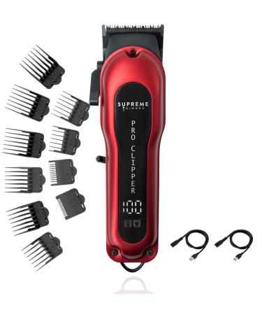 Hair Clipper by Supreme Trimmer - STC5030 Professional Clipper Set (300 Min Run Time) Cordless Beard Trimmer Red Pro Clipper Fade Blade Fade Clipper Gold red silver black