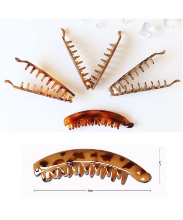 Aaiffey Banana Hair Clips for Women - Classic Double Comb Clips Leopard Print Ponytail Holder - Pack of 4 - Buy Online on SooperMarket.com