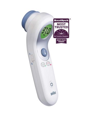 Braun NTF3000CAV1 No Touch + Forehead Thermometer with Colour Coded Display for Infants Children and Adults No. 1 Brand Among Pediatricians and Moms