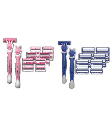 DreamGenius Razors for Women Shaving 6-Blade Womens Razors Includes 2 Handles and 19 Refills Value Shaver for Women Pack Non-Slip Travel Carry