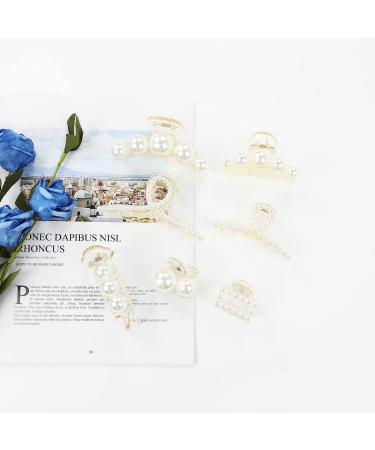 inSowni 7 Pack Pearl Hair Claw Clips - Elegant White Non Slip Barrettes for Women & Girls - Wedding Bridal Hair Accessories - Korean Style Grip Clamps - Buy Online on SooperMarket.com