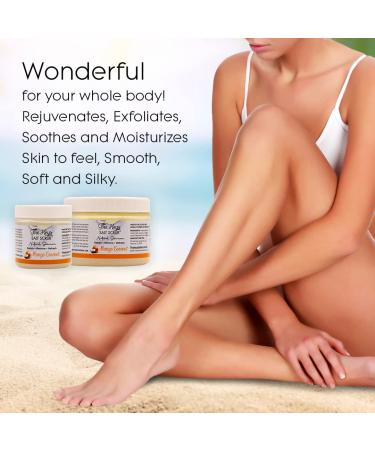 Keys Salt Scrub Premium Exfoliating Sea Salt Body Skin Scrub - Mango Coconut Travel Size 3.4 oz | Made with Pure Florida Sea Salt, Organic Oils, and Nutrients + Wooden Spoon | Pack of 1 - Buy Online on SooperMarket.com
