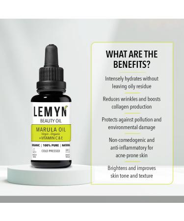 Virgin Marula Face Oil | Organic & Vegan | Vitamin C & E Hydration | Anti-Aging Moisturizer | Cruelty-Free Skincare 1 Fl Oz - Buy Online on SooperMarket.com