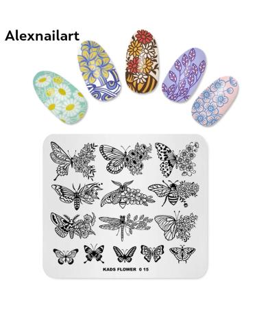 4-Piece Nail Art Stamping Plates - Floral Butterfly & Plaid Design Templates for Perfect Manicure - Multi-Pattern Stencil Tool - Buy Online on SooperMarket.com