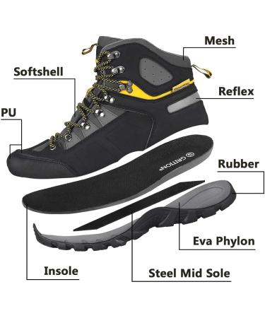 GRITION Men's Waterproof Hiking Boots - Lightweight Ankle High Outdoor Shoes 10.5 Yellow - Buy Online on SooperMarket.com