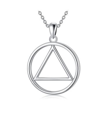Sobriety Gift 925 Sterling Silver Alcoholics Anonymous Necklace AA Recovery Symbol Sobriety Alcoholics Anonymous Gifts for Women Men