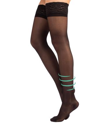 MEDICAL SUPPORT HOLD UP | 15-21 mm/Hg GRADUATED COMPRESSION STOCKING | S M L XL | BLACK SKIN | MADE IN ITALY | L Black